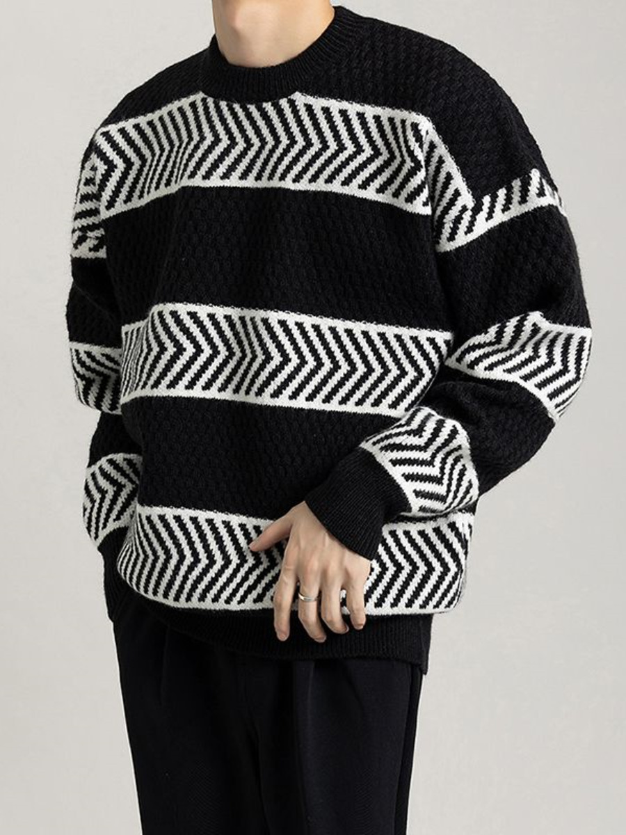 Winter Clothing Hong Kong - Maglione pullover a righe larghe casual