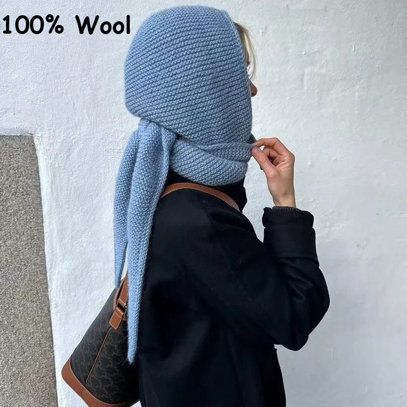 Wool Balaclava Knit - Sciarpa Big Sophie 100% Lana, Cappuccio