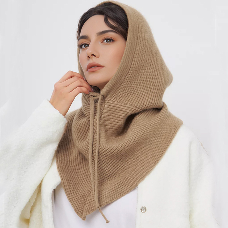 Wool Balaclava Knit - Passamontagna invernale Cappello Sciarpa per donna